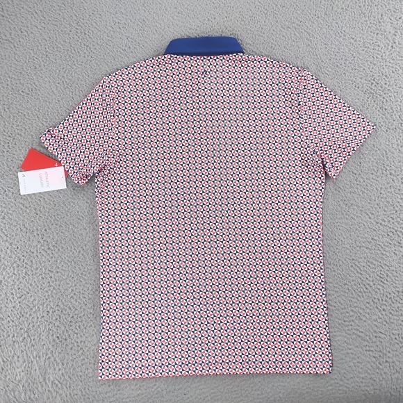 Redvanly PUREpoly Polo Shirt Mens Small Blue Geometric Golf R2424-Cowley - Picture 3 of 16